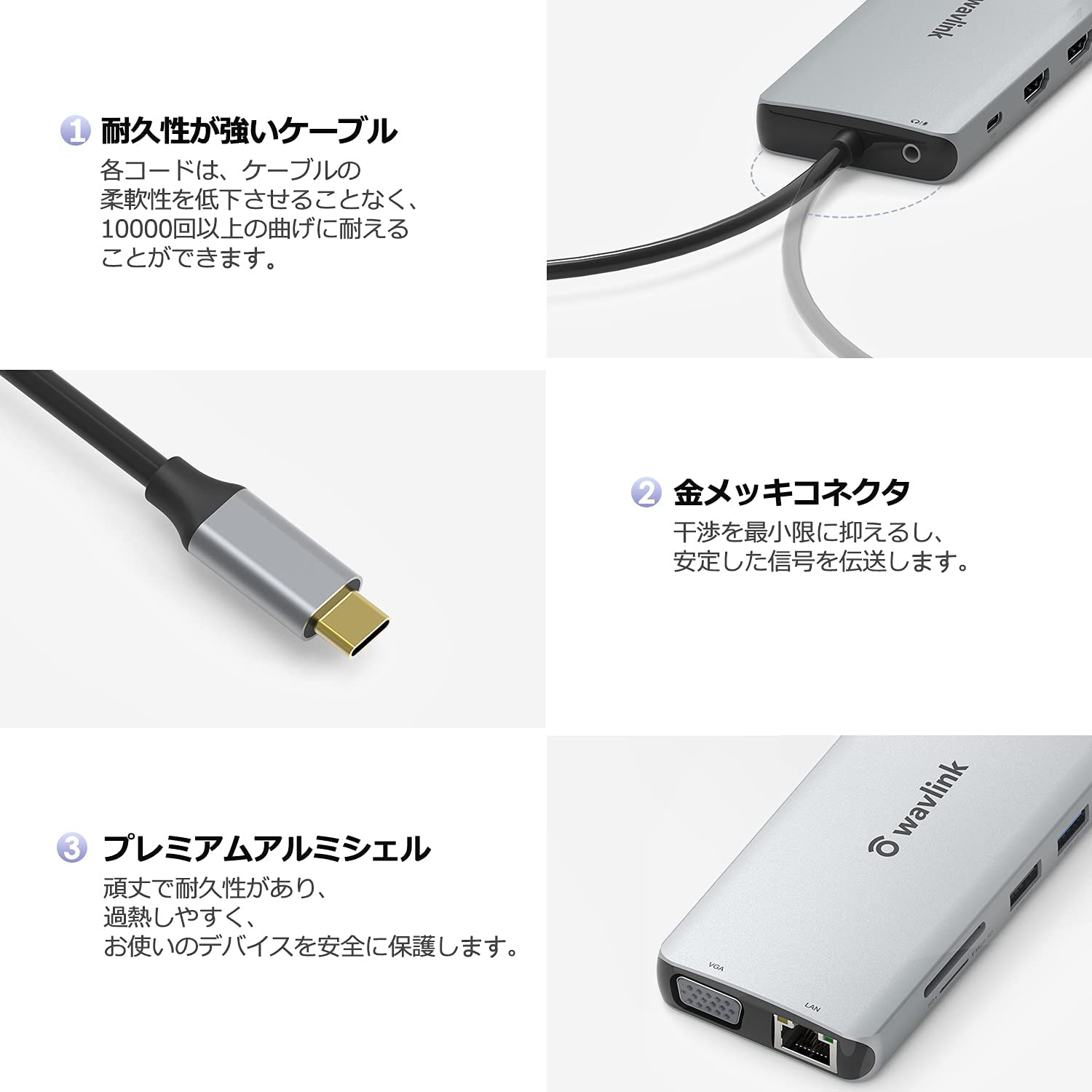 Amazon | WAVLINK ドッキングステーション type c/USBアダプター