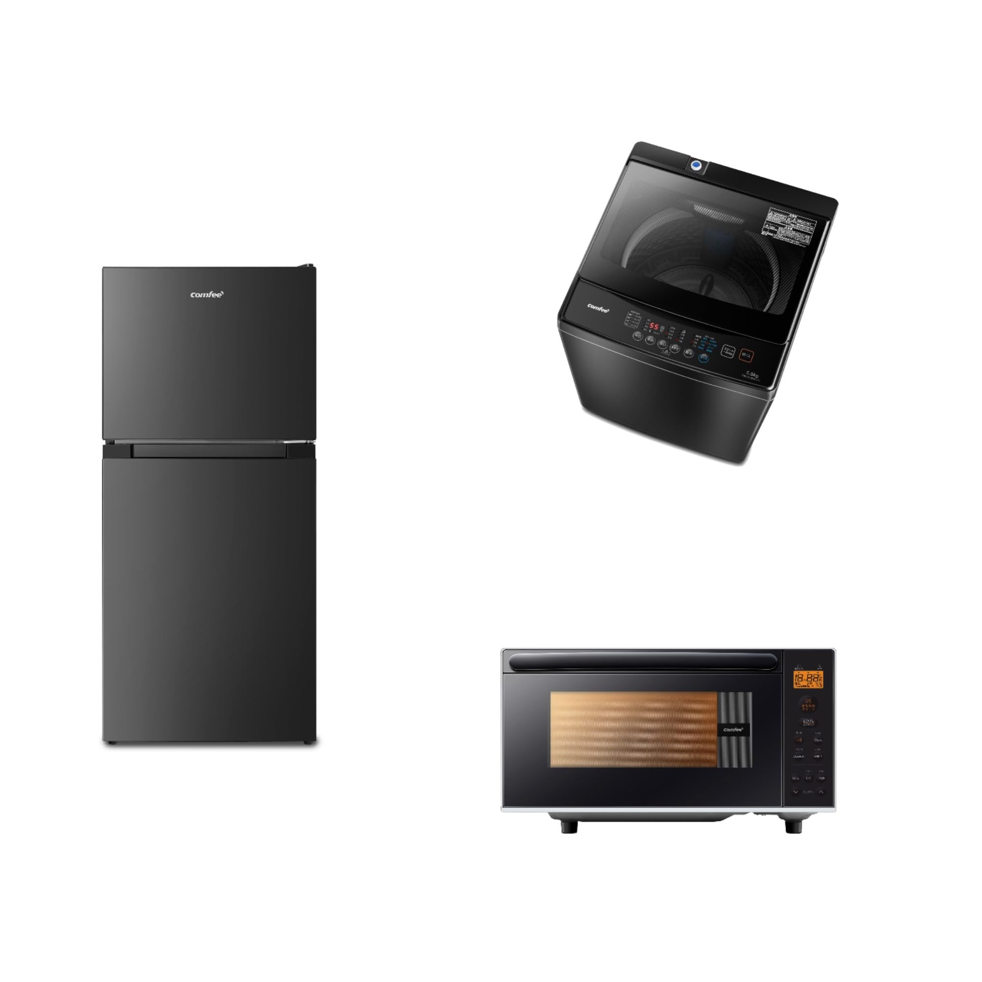 Amazon | 【家電セット 3点】 コンフィー(COMFEE') 冷蔵庫132L黒+洗濯