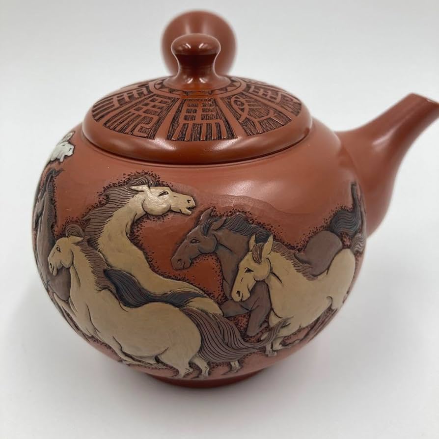 Amazon.co.jp: 馬九行之 常滑焼 吉川壺堂 共箱 朱泥 急須 横手 中国