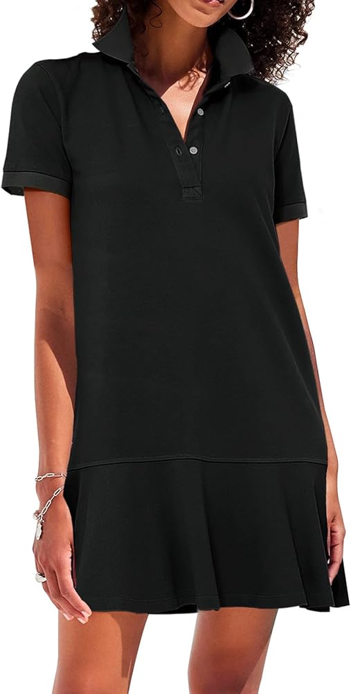 Amazon.com: YEXPINE Polo Dress for Women Short Sleeve Ruffle Hem