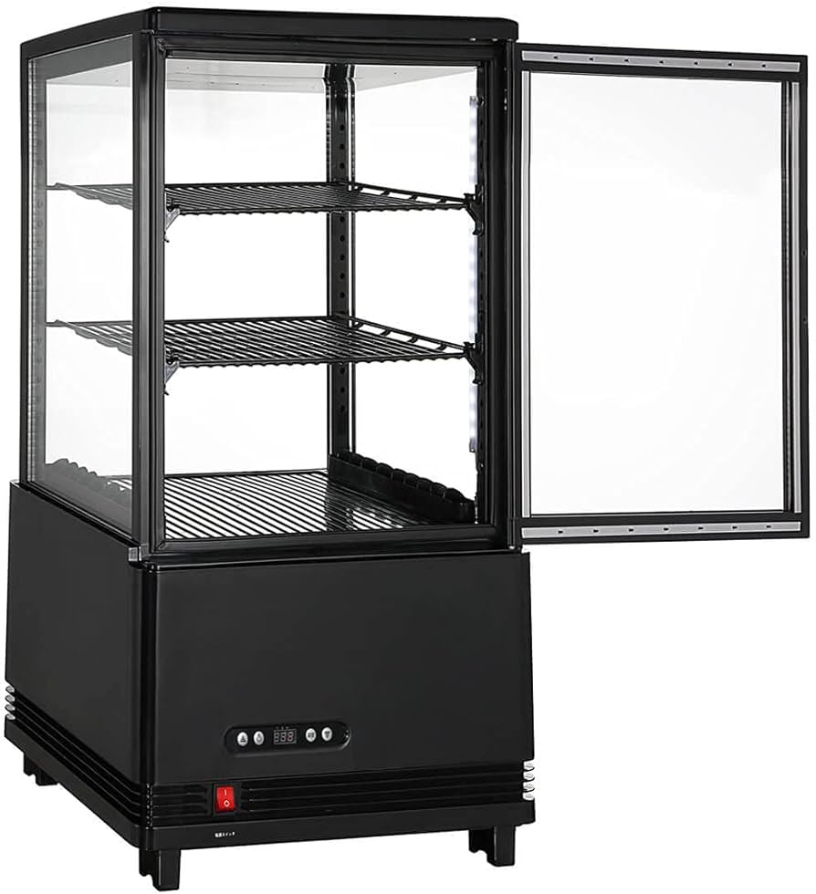 Amazon | Hijiru 4面ガラス冷蔵ショーケース60L／ブラック【HJR-KR60BK