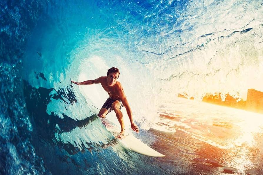 Amazon.com: Surfer Surfing Blue Ocean Wave Curl Photo Photograph