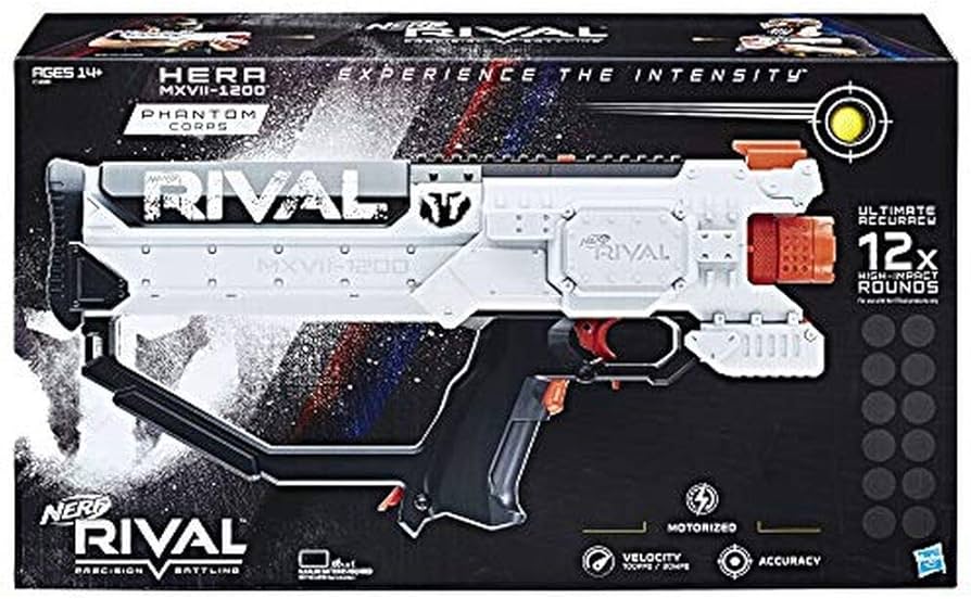 Amazon.com: Nerf Rival Hera Mxvii 1200 White Combat Blaster : Toys