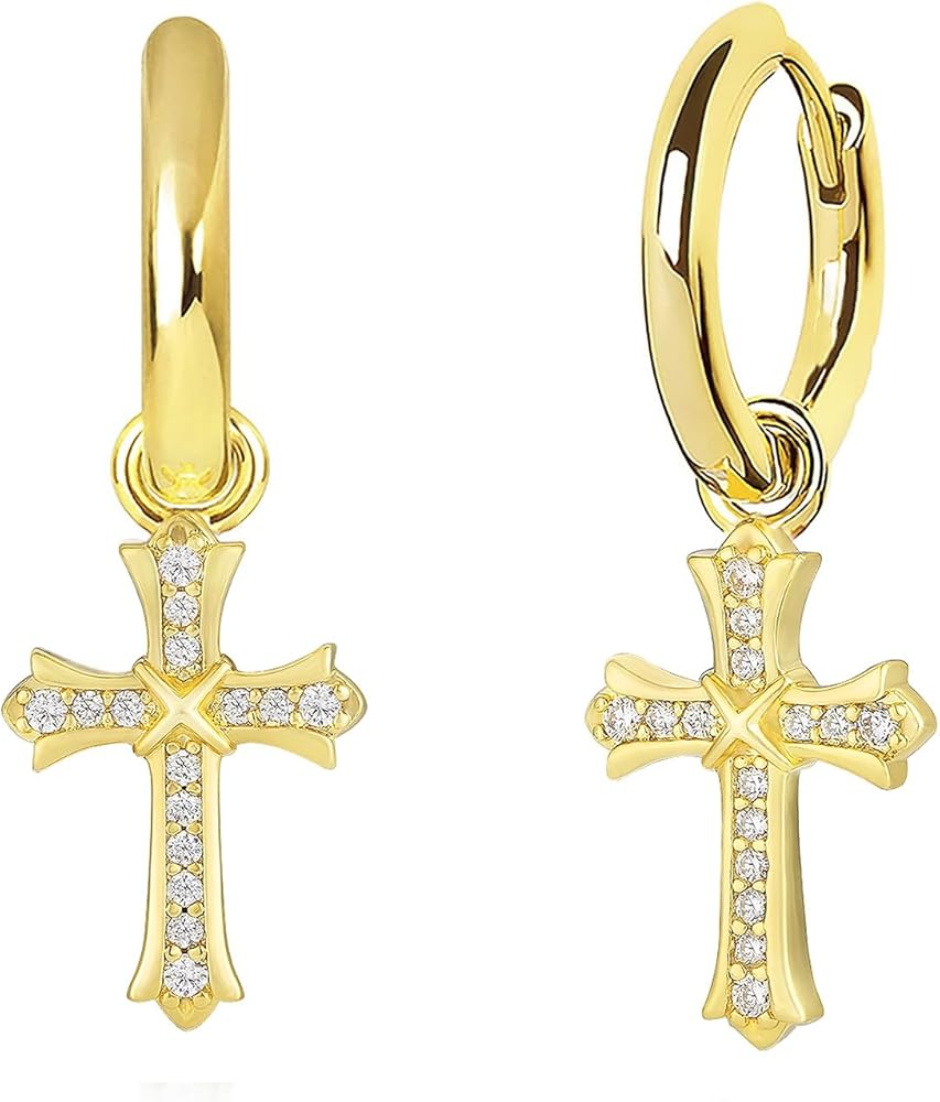 Amazon | KRKC&CO クロス ピアス 十字架 フープピアス メンズ シルバー