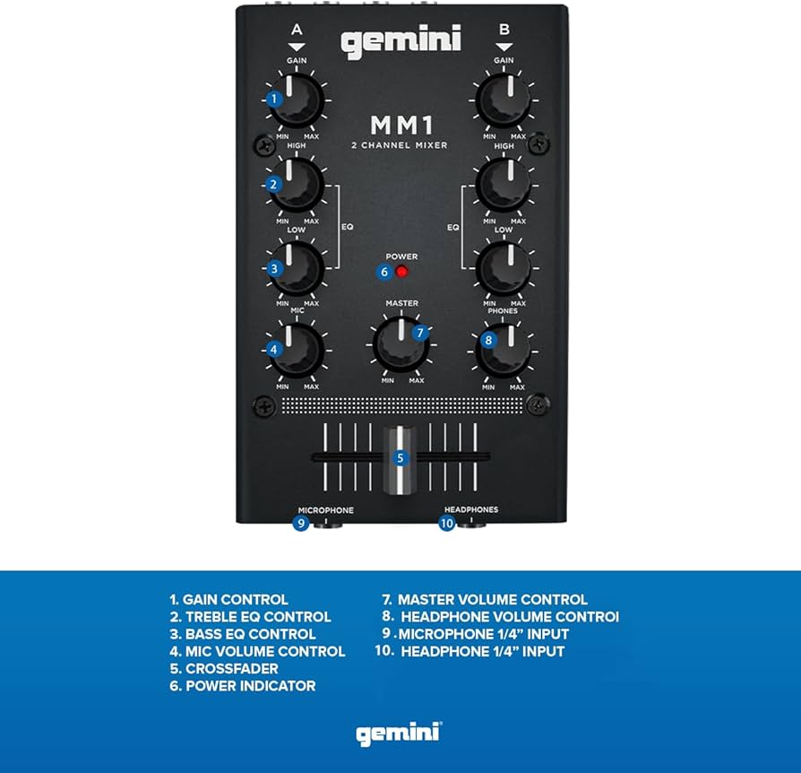 Amazon.com: Gemini Portable 2-Channel DJ Mixer – Pocket-Sized Mini
