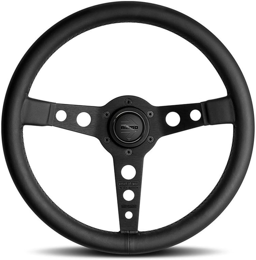 Amazon | MOMO Prototipo ブラックエディション ブラックレザー 350mm