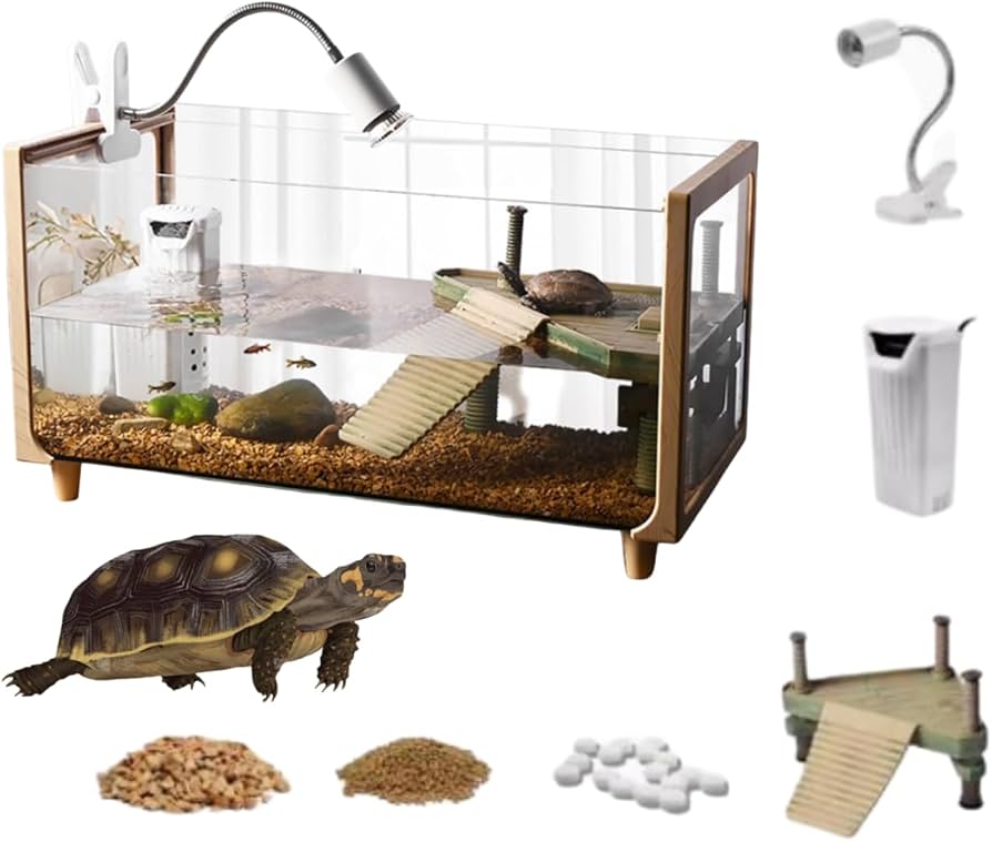 Amazon | 亀 水槽 大きい 透明 リクガメ ケージ カメの生息地 飼育箱