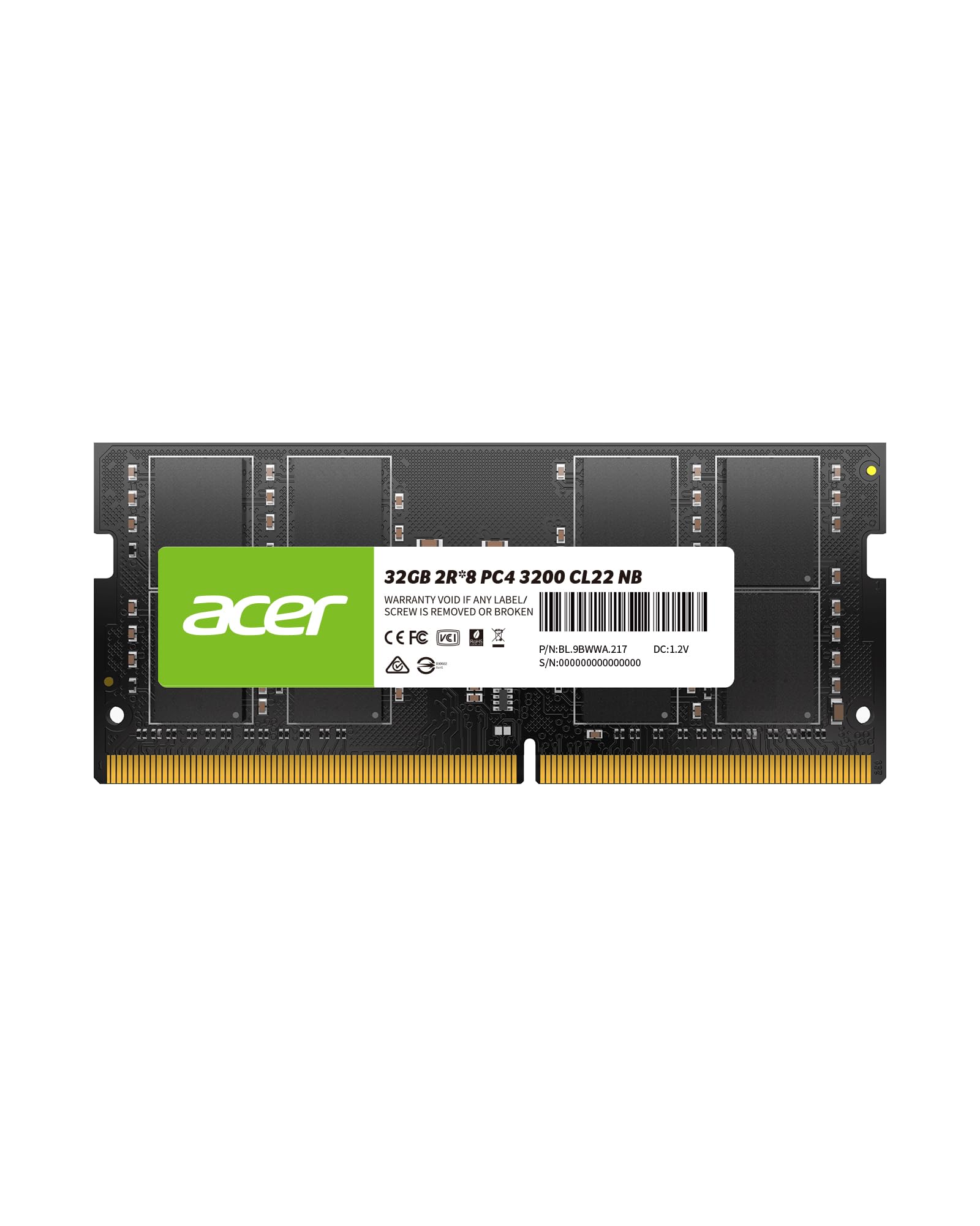 Acer SD100 32GB RAM 3200 MHz DDR4 1.2V Laptop Memory - BL.9BWWA