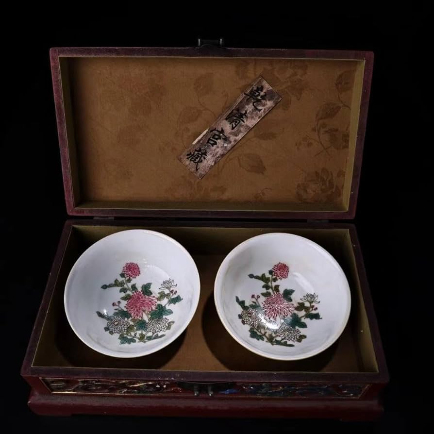 Amazon.co.jp: 中国古美術・旧蔵粉彩と黄釉瓷器碗セット・置物・茶道具