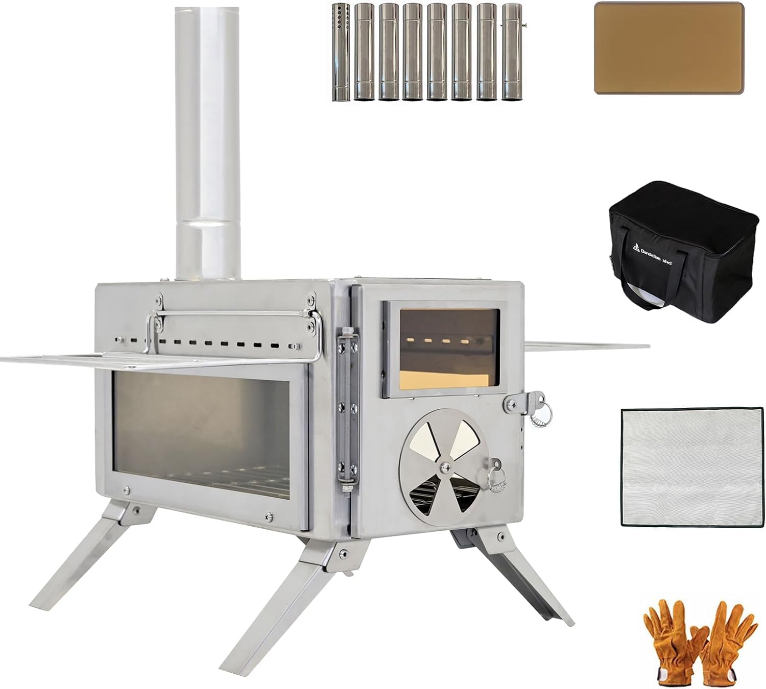 Amazon.com: Dandelion shell Portable Camping Wood Stove with View