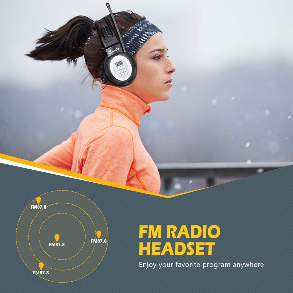 Amazon.co.jp: Zeadio ヘッドホンラジオ、FMステレオヘッドセット