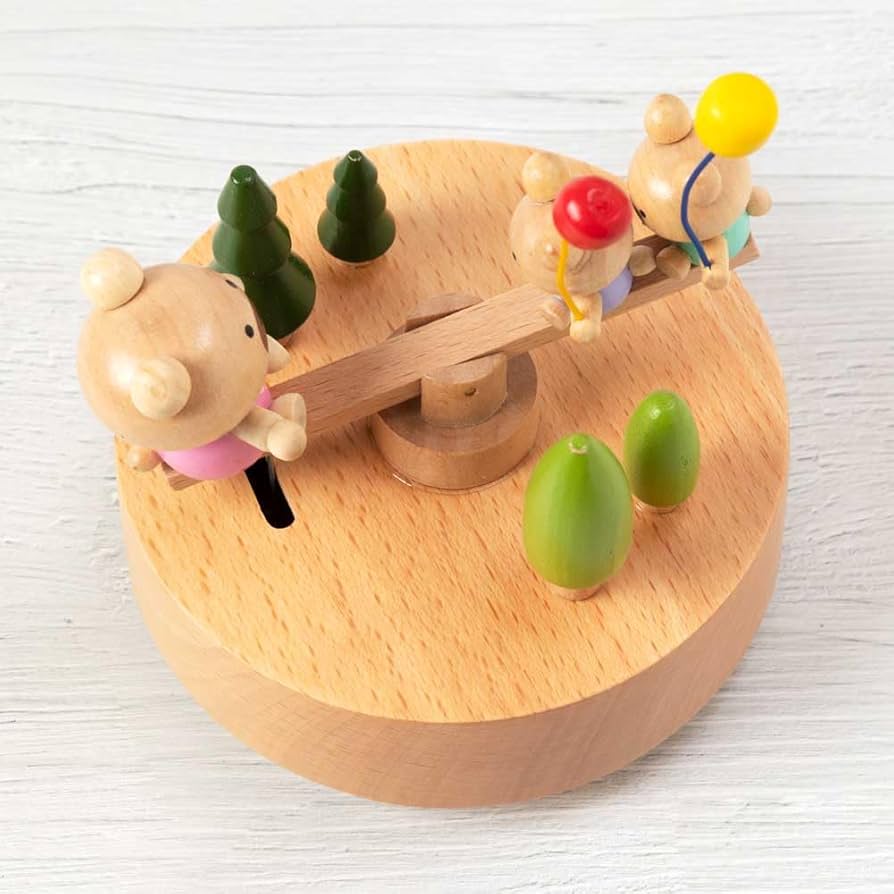 Amazon | 動く木製オルゴール くまのシーソー ブナ材 曲目：君をのせて