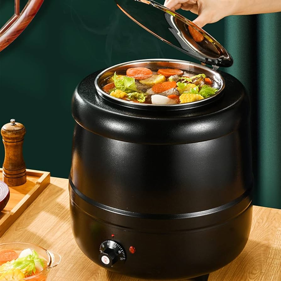 Amazon | スープ釜ウォーマー、スープウォーマー 黒鉄スープ鍋 10L食品