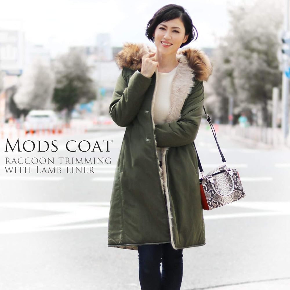 Amazon | [三京商会] ラクーン トリミング モッズコート フード付き