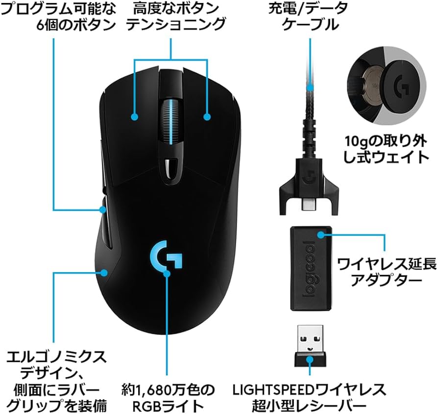 Amazon.co.jp: Logicool G ワイヤレス ゲーミングマウス G703h