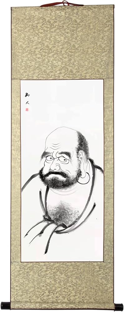 Amazon｜画家手描き 掛け軸 超お得 水墨画 菩提達磨 達磨大師 達磨祖師