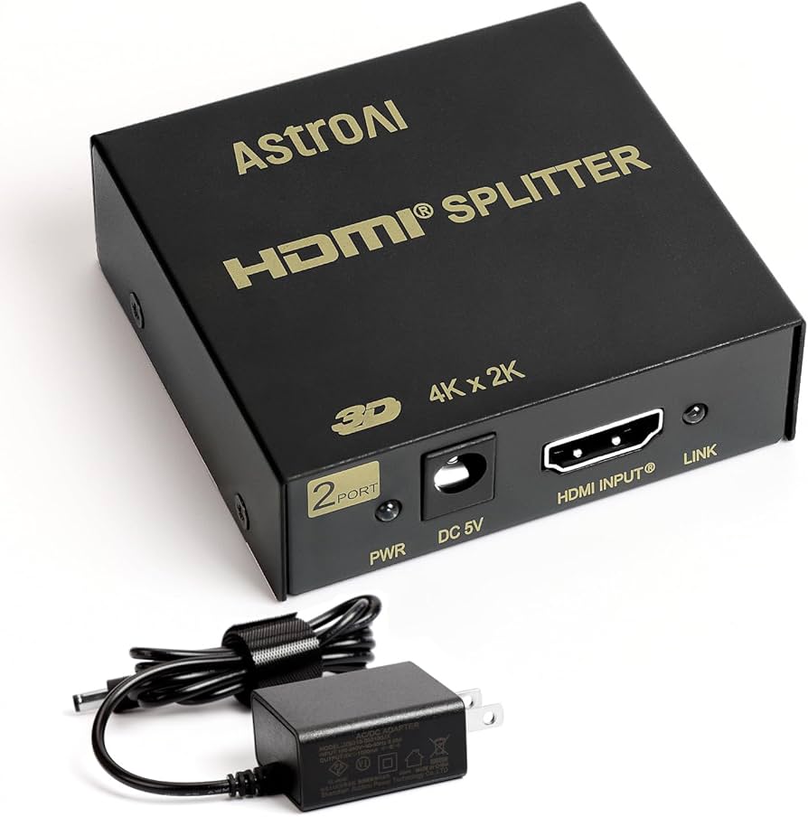 Amazon | AstroAI HDMI 分配器スプリッター 同時出力 1入力2出力