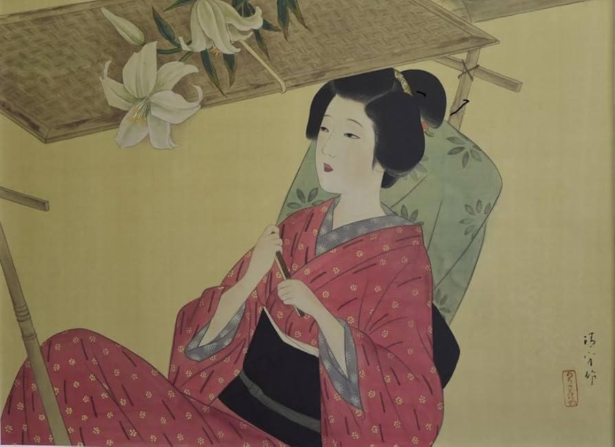 Amazon.co.jp: 文化勲章受章日本画家鏑木清方 百合 真作 記念品 ギフト