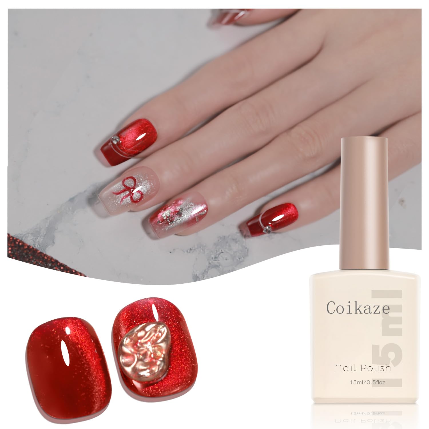 Amazon | Coikaze マグネットネイル レッド マグネットジェル ジェル