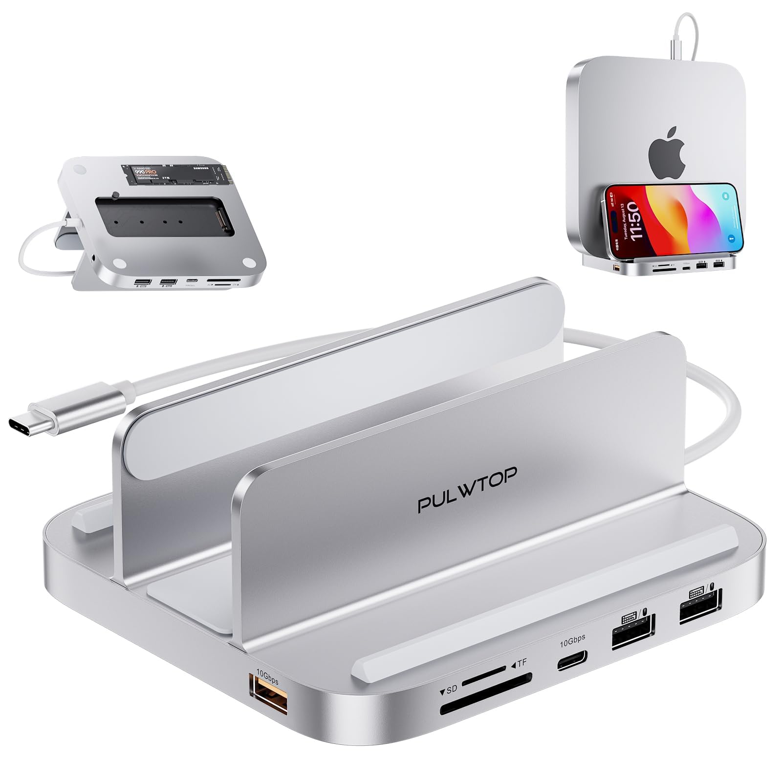 Amazon.com: PULWTOP Mac mini Hub M1 M2 with M.2 SSD Enclosure (NOT