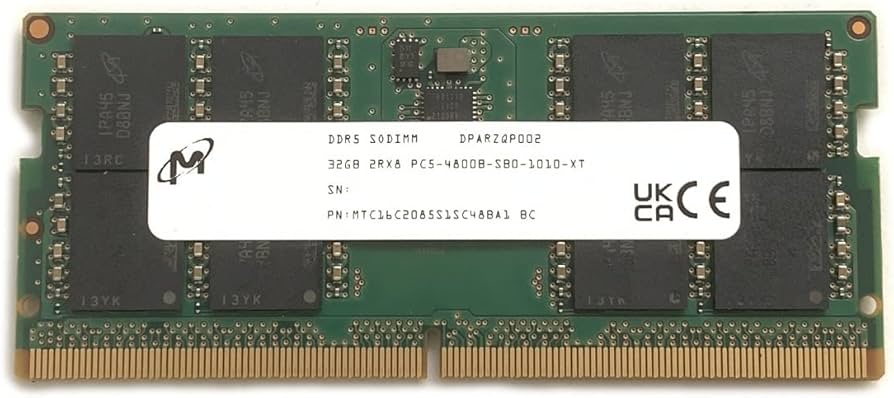 Micron SODIMM 32GB DDR5 4800 PC5 2Rx8 MTC16C2085S1SC48BA1 Laptop