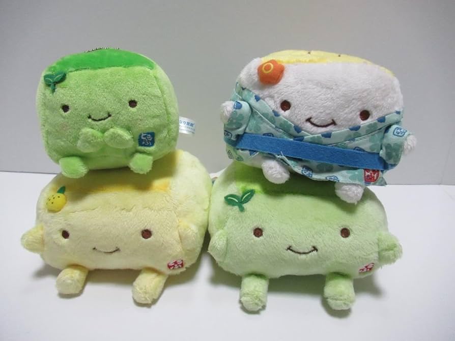 Amazon.co.jp: はんなり豆腐 ぬいぐるみ 4体セット レトロ : おもちゃ