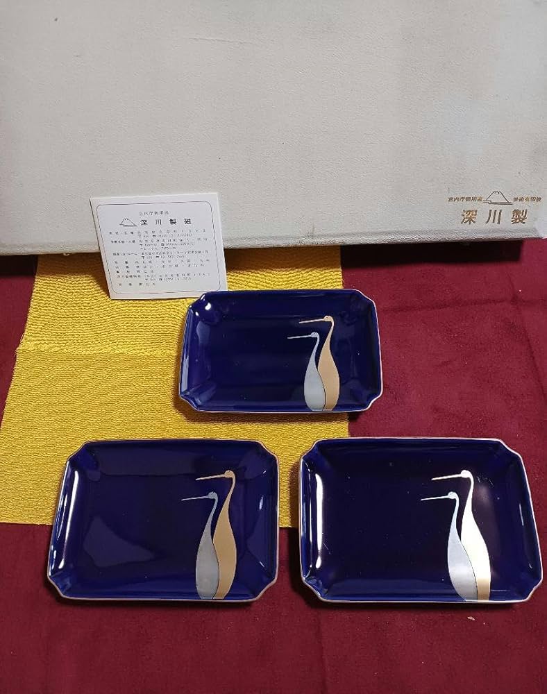 Amazon.co.jp: 12. 深川製 双鶴 銘々皿 金彩 銀彩 金縁 宮内庁御用達