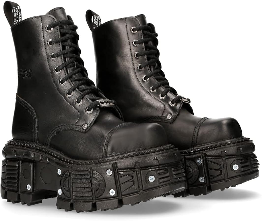 Amazon.com | New Rock M-TANK083-C1 Unisex Platform Boots in Black
