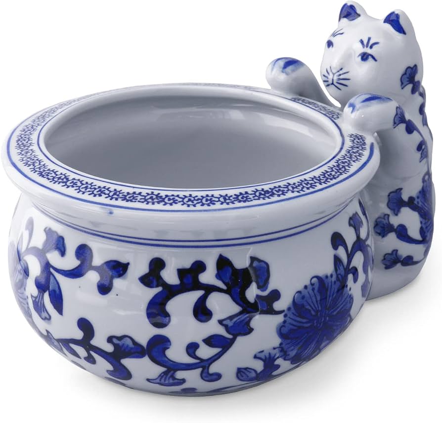 Amazon.co.jp: 火鉢 金魚鉢 見守り猫 陶器(アジアンスタイルマオ