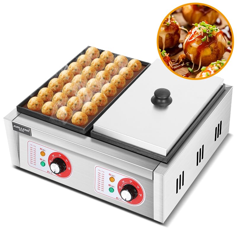 Amazon | 業務用電気加熱式たこ焼き機、 デュアルプレートガスたこ焼き