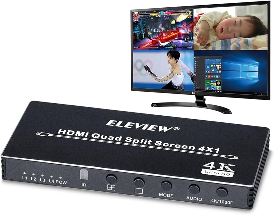 Amazon | ELEVIEW HDMIマルチビューワー 4入力1出力 4画面分割(PBP
