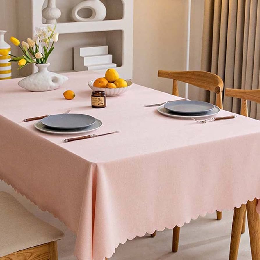 Amazon｜テーブルクロス はっ水加工 ピンク 無地 長方形 130x220