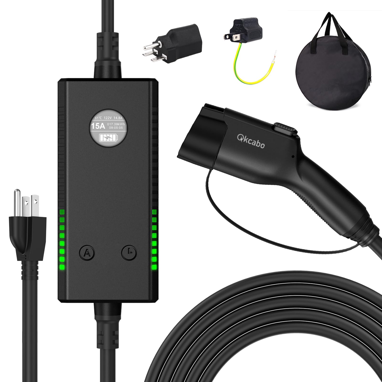 Amazon.co.jp: Qkcabo EV 充電器 電気自動車 充電ケーブル 、100-240V