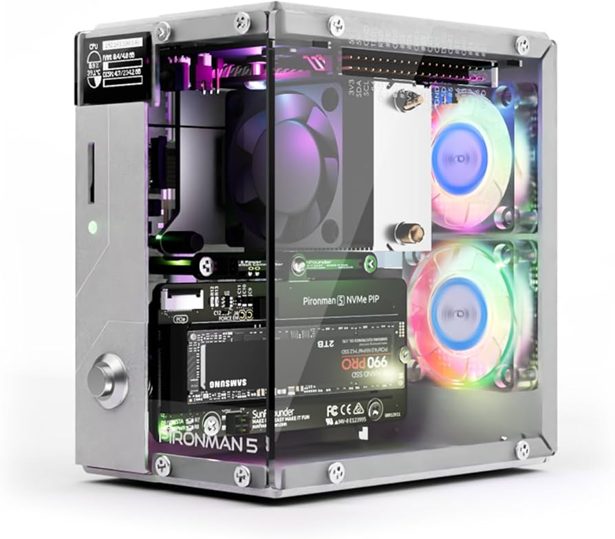 Pironman 5 NVMe M.2 SSD PCIe Mini PC Case for Raspberry Pi 5 with