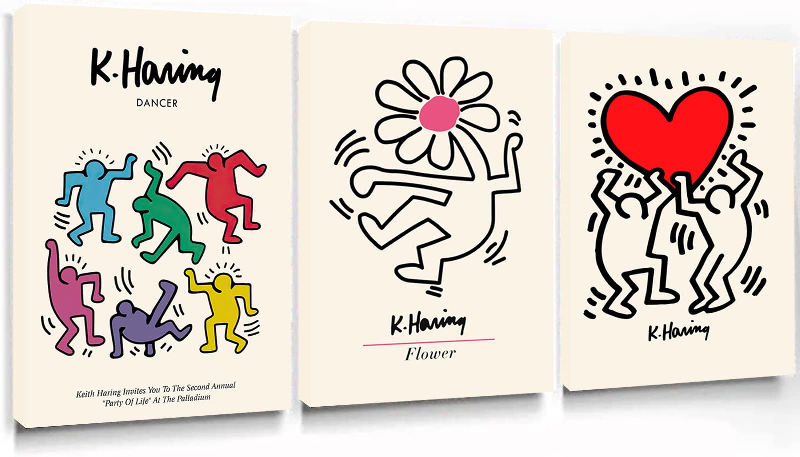 Keith Haring Canvas Wall Art Dancing Flower Poster Street Art