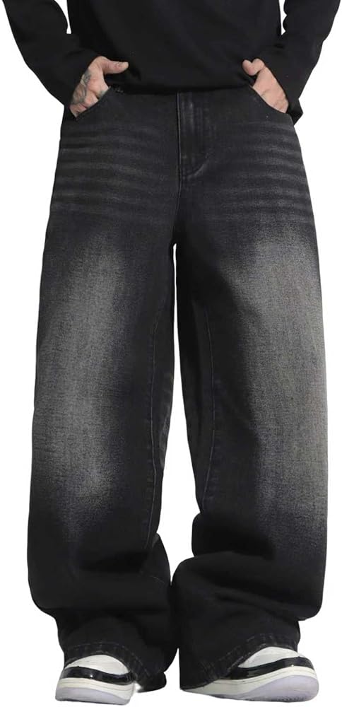 DFGIGT Men's Baggy Y2K Hip Hop Street Jeans Wide Leg Denim Pants