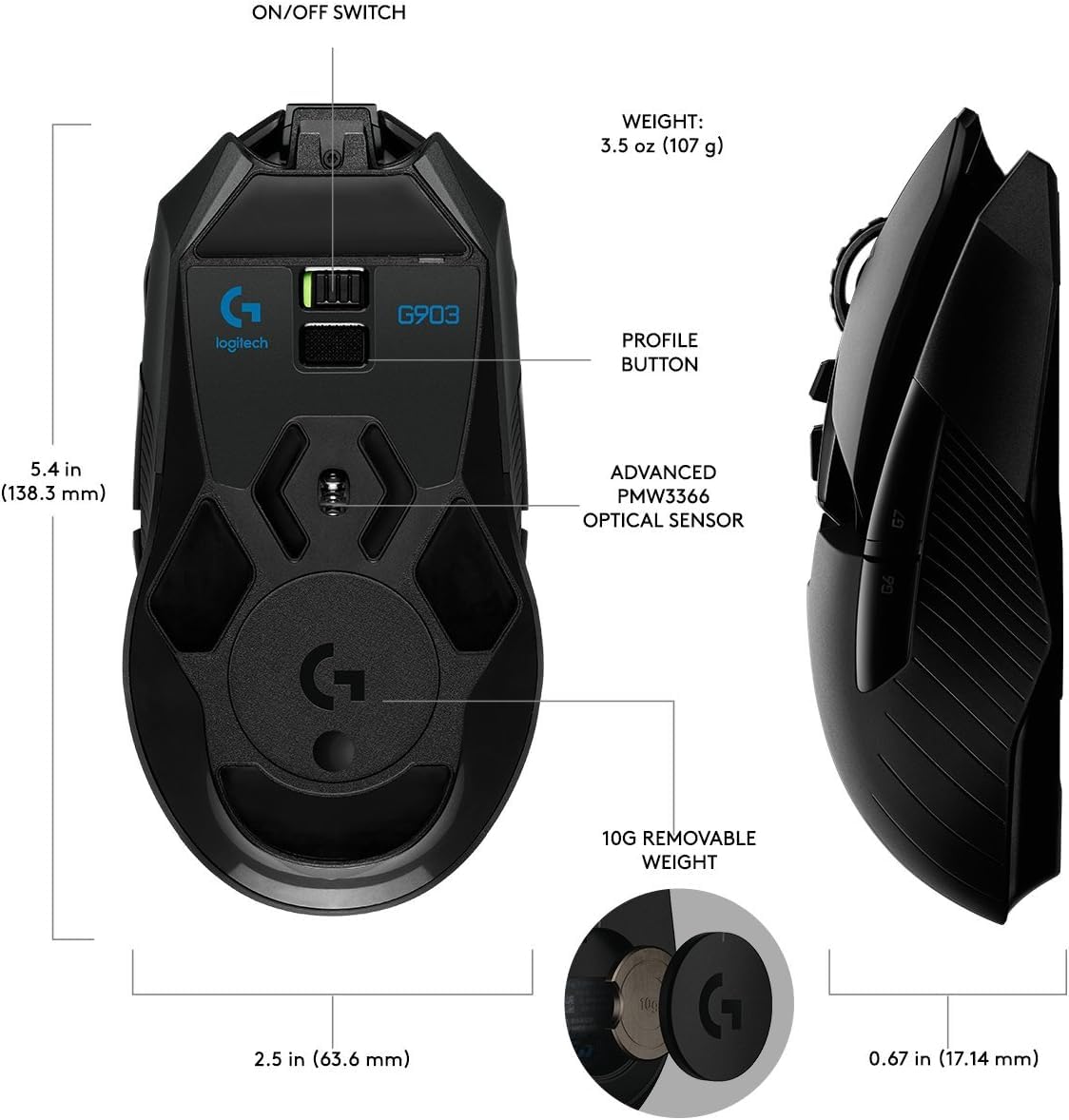 Amazon | Logitech G903 Hero Lightspeed Wireless Gaming Mouse