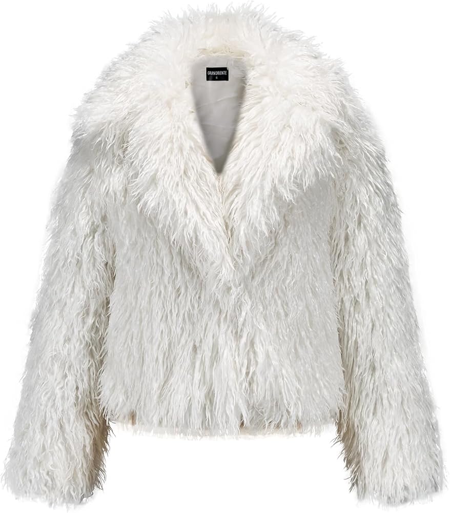 GRAN ORIENTE Women Burgundy Shaggy Cropped Jacket Coats,2025