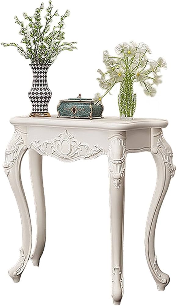 Amazon｜サイドテーブルテーブル 白コンソールテーブル 無垢材 猫足 猫