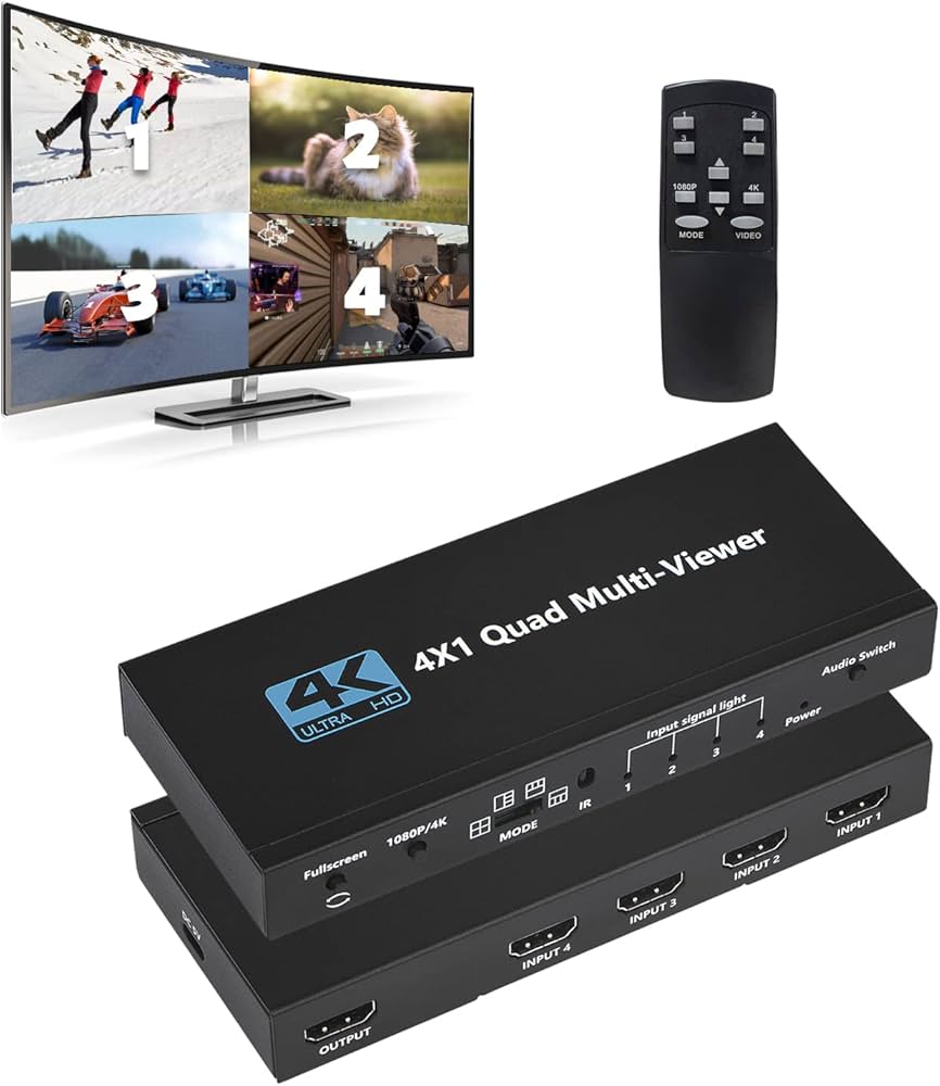 Amazon.com: HDMI Multiviewer Switch 4x1, Quad Seamless Switcher 4