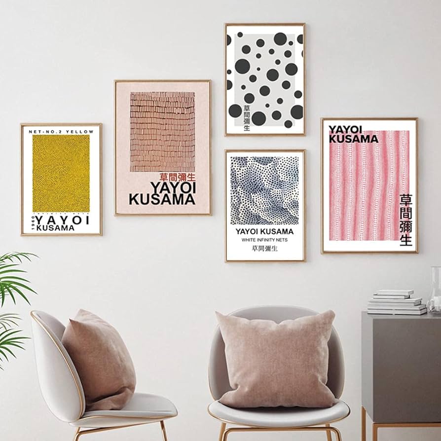 Amazon.co.jp: 日本人アーティスト草間彌生絵画インテリア無限大ドット
