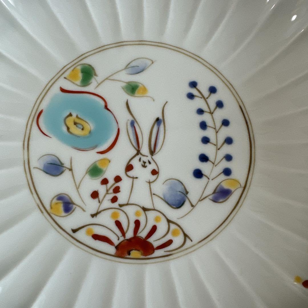 空萌工房☆波佐見焼☆ウサギと花のデザイン 陶器製レンゲ 4個セット 空