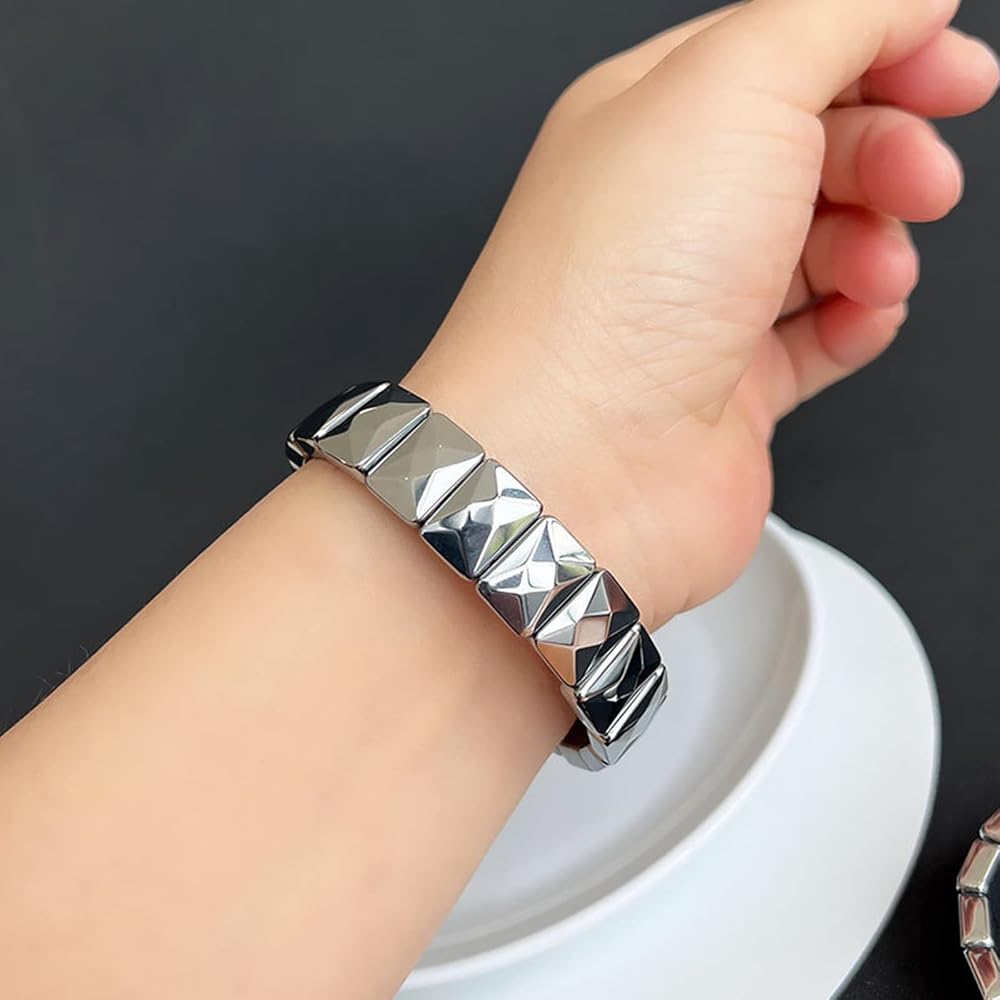 Amazon | [W-LOVNEST] 天然テラヘルツ石バングルブレスレット女性男性