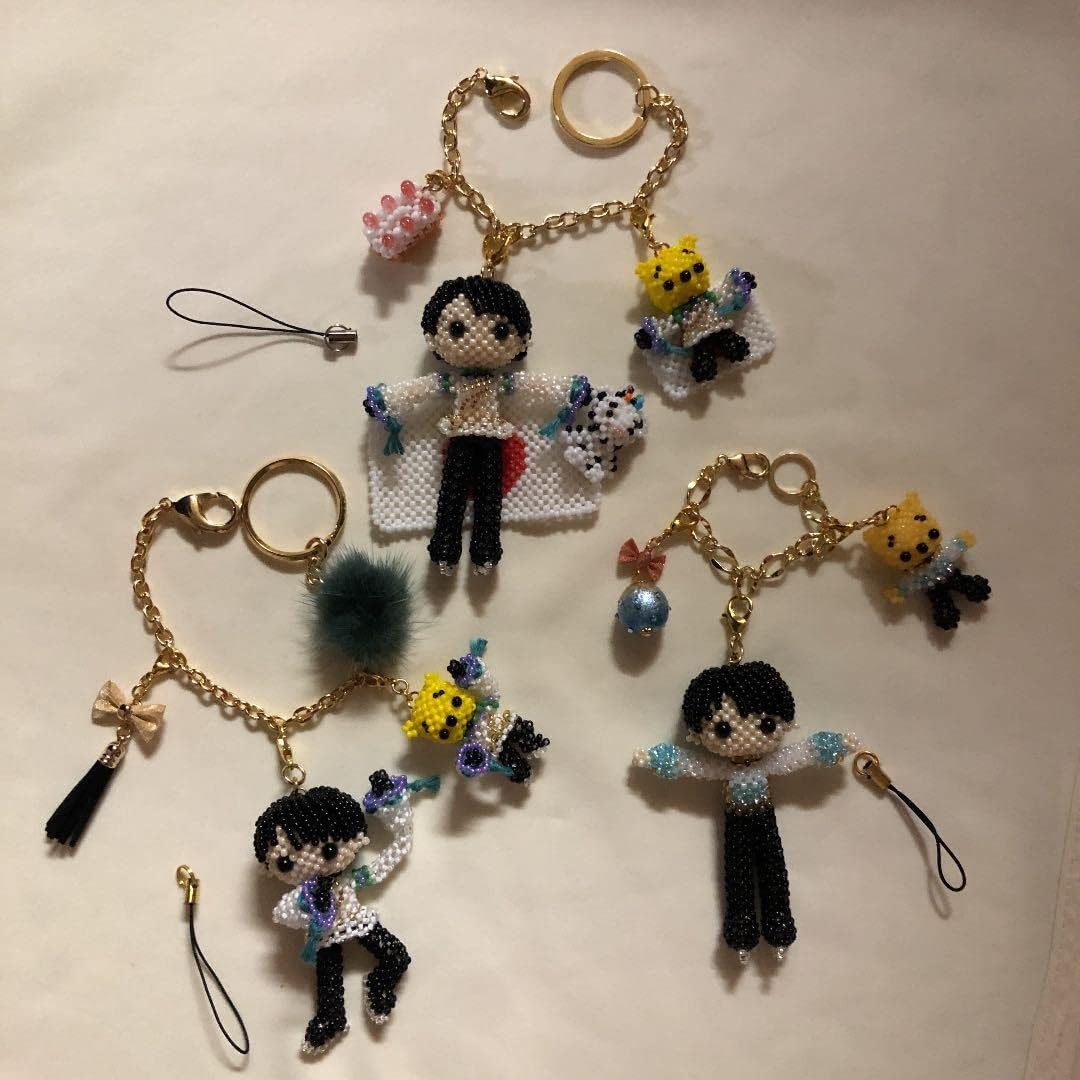 お︎スケート好き男の子︎あみぐるみビーズストラップチャーム︎3点