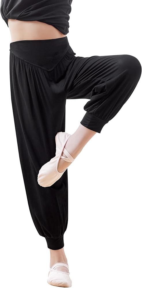 Amazon.com: DanceDaily Girls Modal Harem Pants Black Breathable