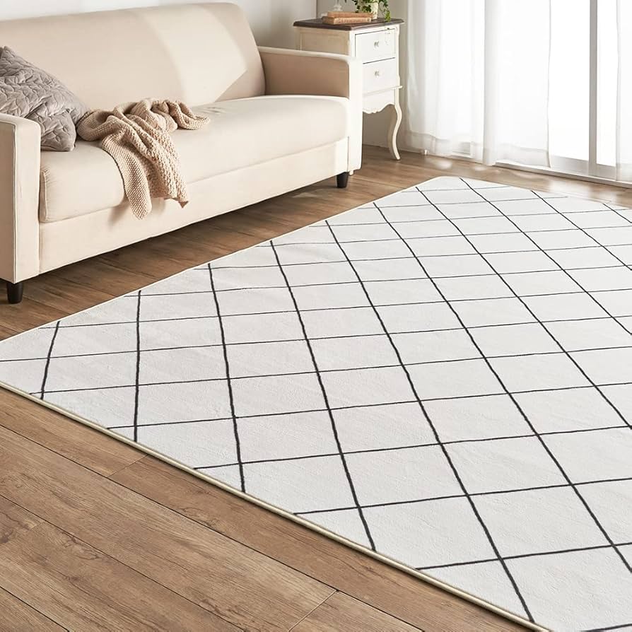 Amazon｜アイリスプラザ フランネルラグ ダイヤホワイト 200×300