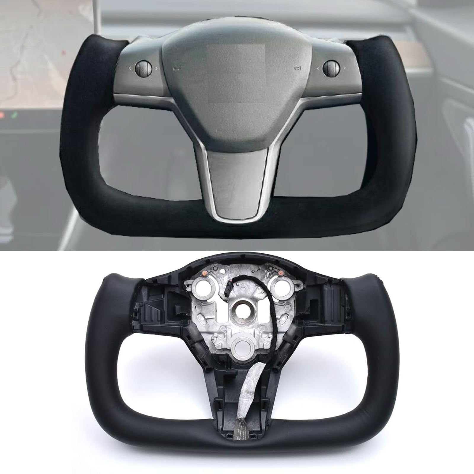 Amazon | 【純正交換ステアリング ヨークタイプ YOKE ブラックレザー