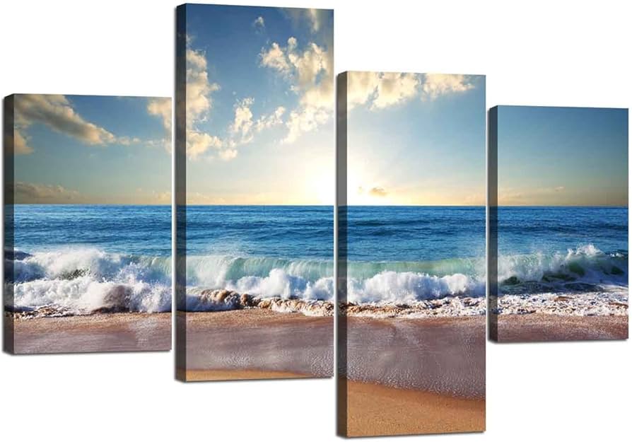 Amazon.co.jp: 美しい日の出 ビーチ 海 波 絵 ウォールアート リビング