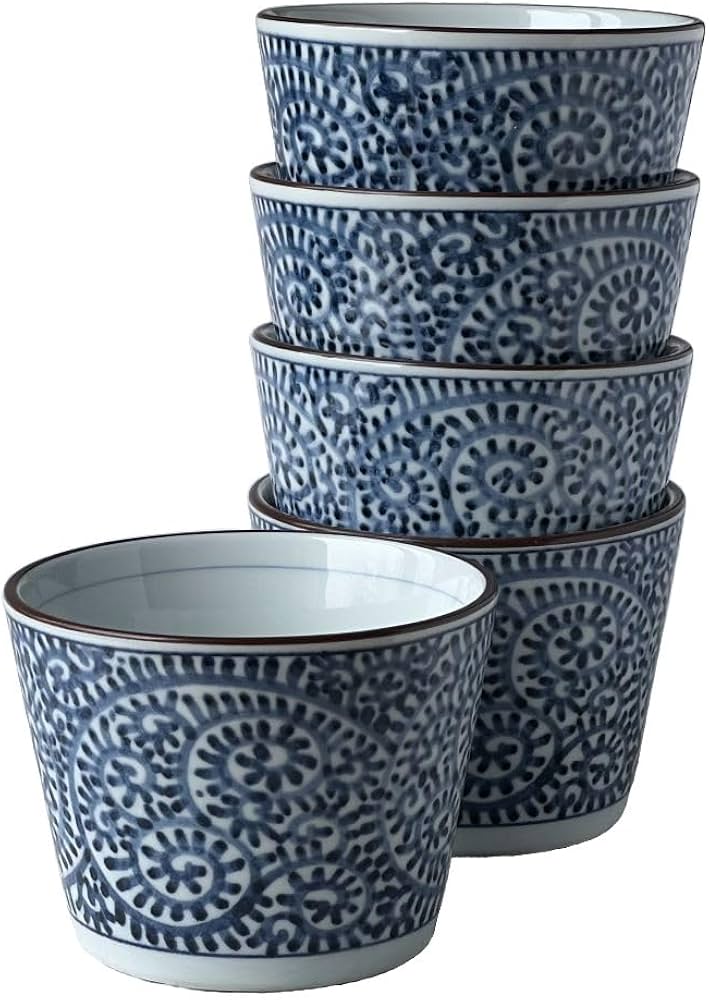 蕎麦猪口 微塵唐草 5客セット 蕎麦猪口 微塵唐草 5客セット 古伊万里染