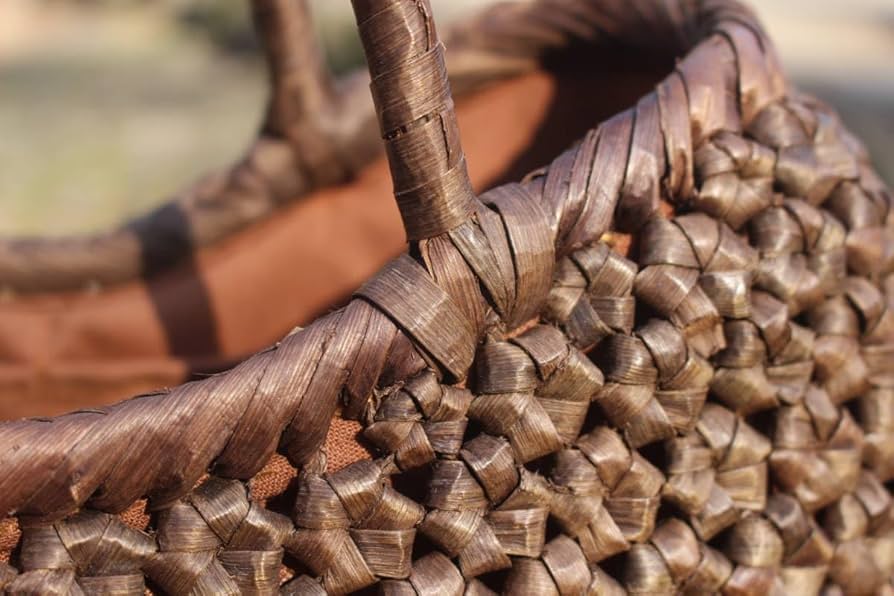 Amazon.co.jp: 山胡桃木 クルミ 六角花結び編み 山葡萄 籠 かご バッグ